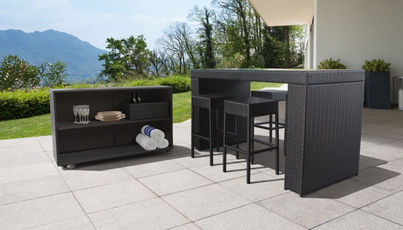 Larrissa Sol 72 Outdoor™ Bar Set with Aluminum Frame and Wicker Outer Frame