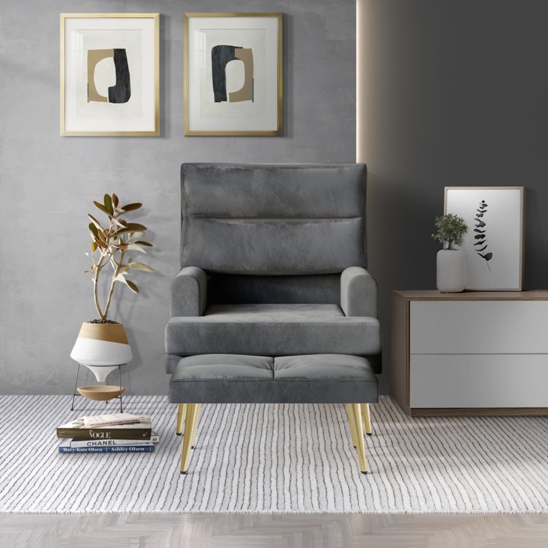 Laureat Upholstered Armchair and Ottoman