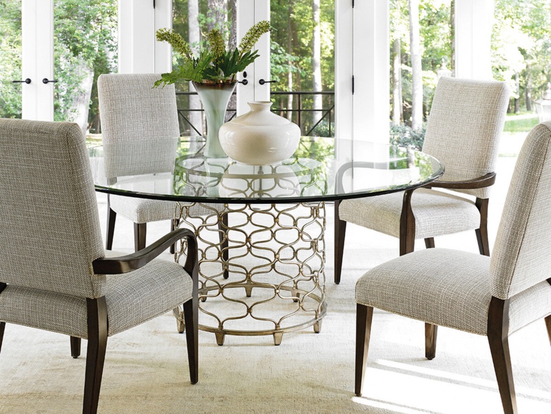 Laurel Canyon Bollinger Round Dining Table with Glass Top