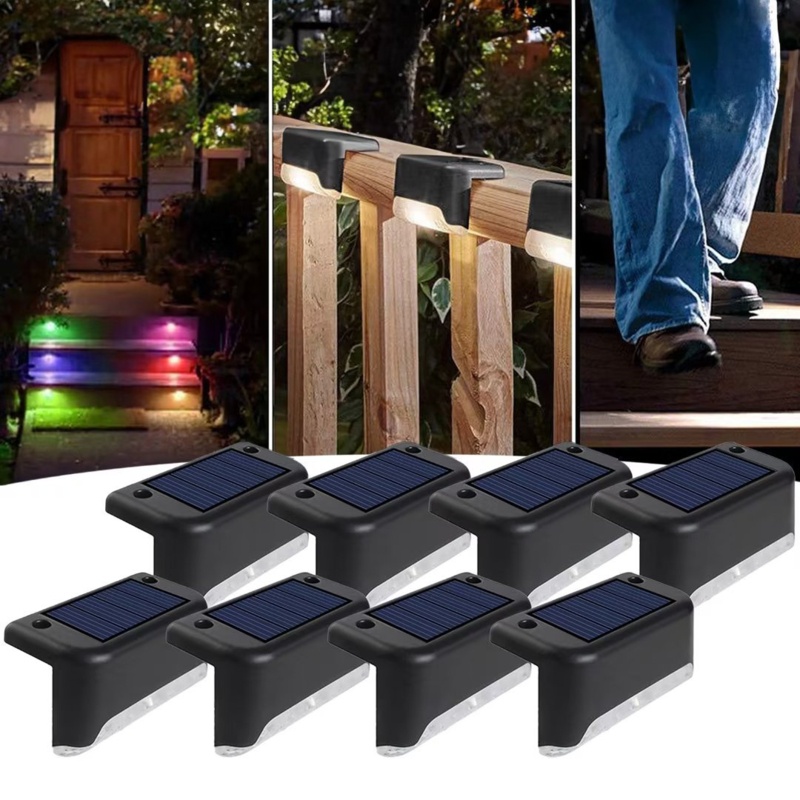 Low Voltage Solar Powered LED Deck Lights Outdoor Waterproof Step Light Pack for Fence Yard Pathway