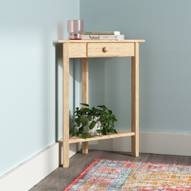 Lynn Solid Wood 3 Legs End Table with Storage