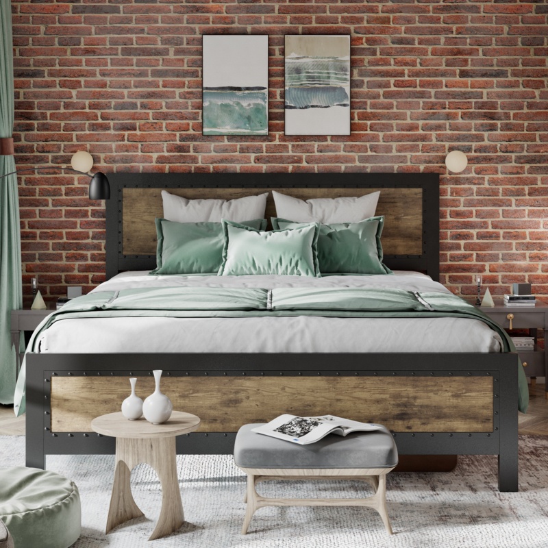 Marla Rivet Metal Frame Platform Bed