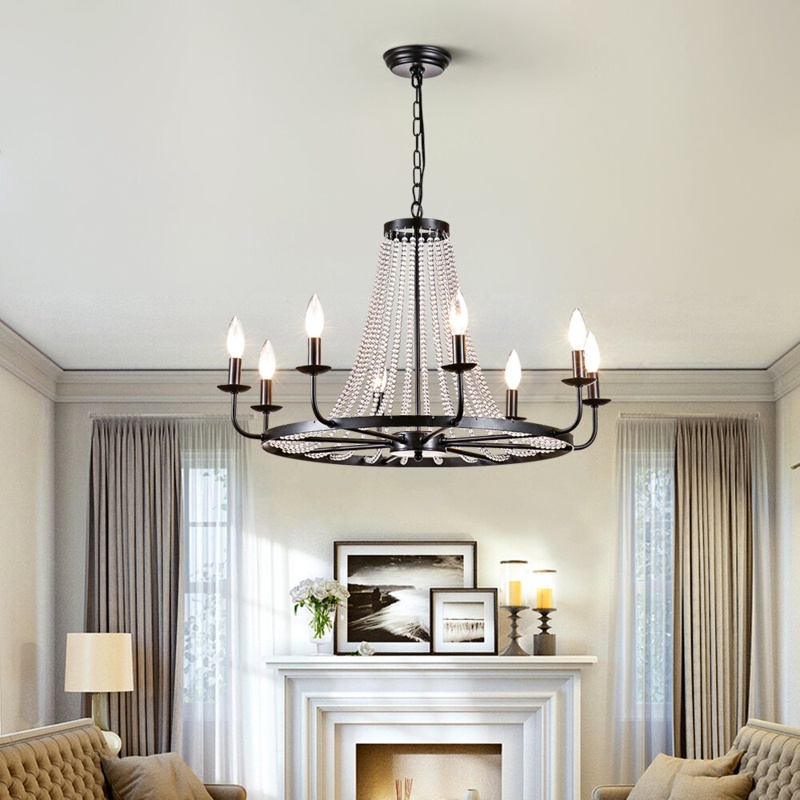 Maroneia 8 - Light Dimmable Wagon Wheel Chandelier