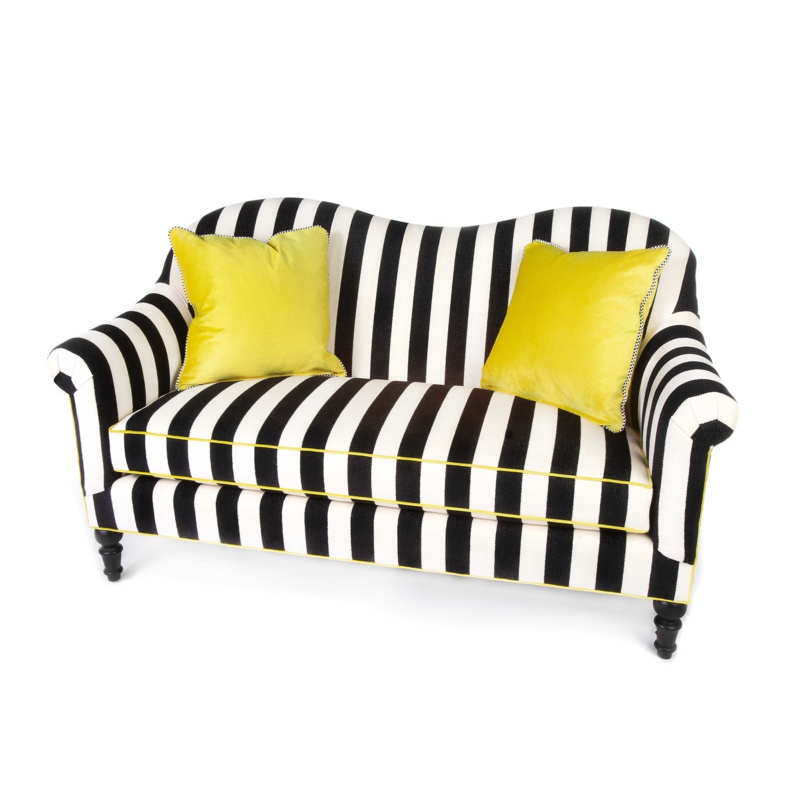 Marquee Loveseat - Chenille Black Stripe