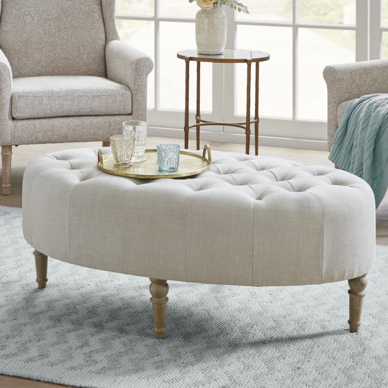Martha Stewart Clara Tufted Oval Ottoman