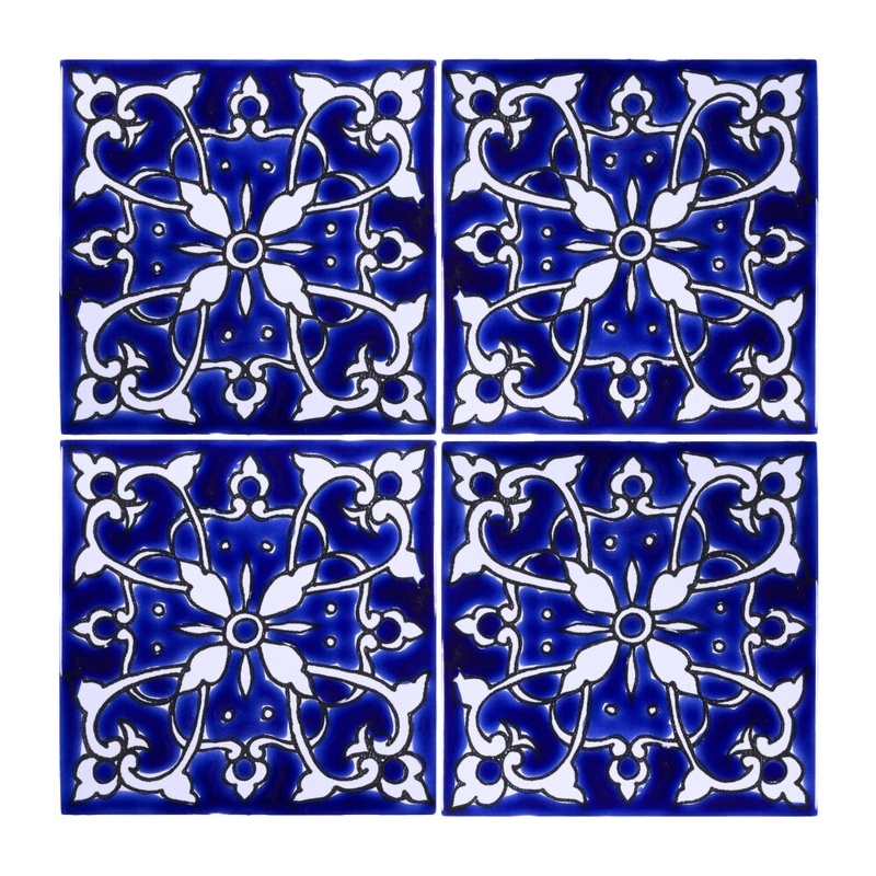 Mediterranean 4'' x 4'' Hand Painted Ceramic Decorative Accent Tile