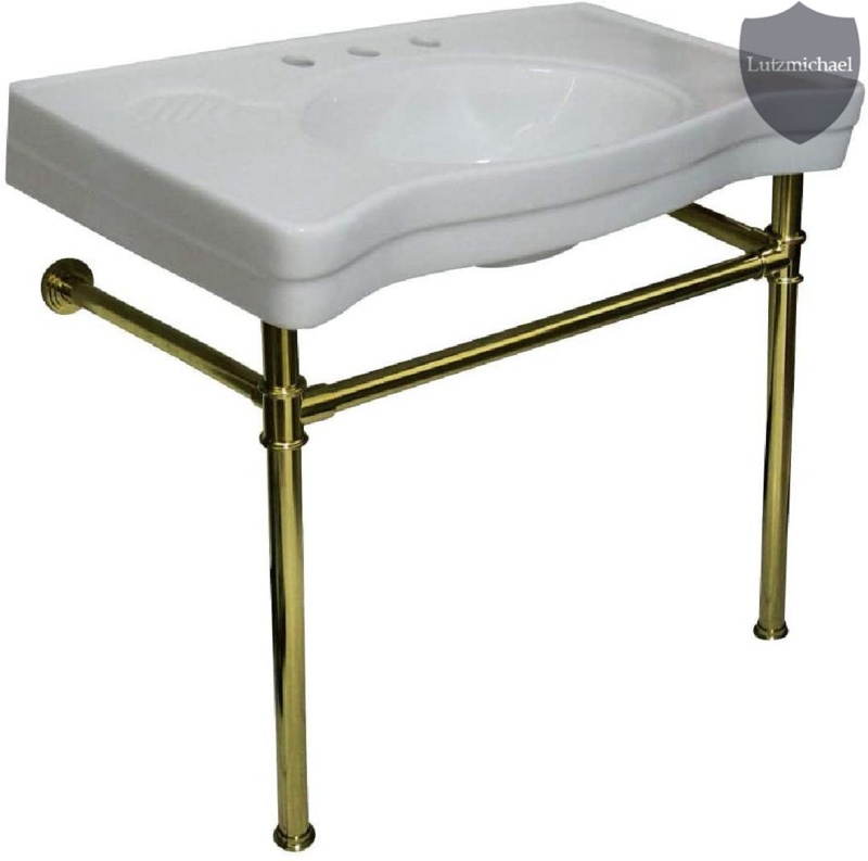 Menggutong Ceramic Rectangular Console Bathroom Sink