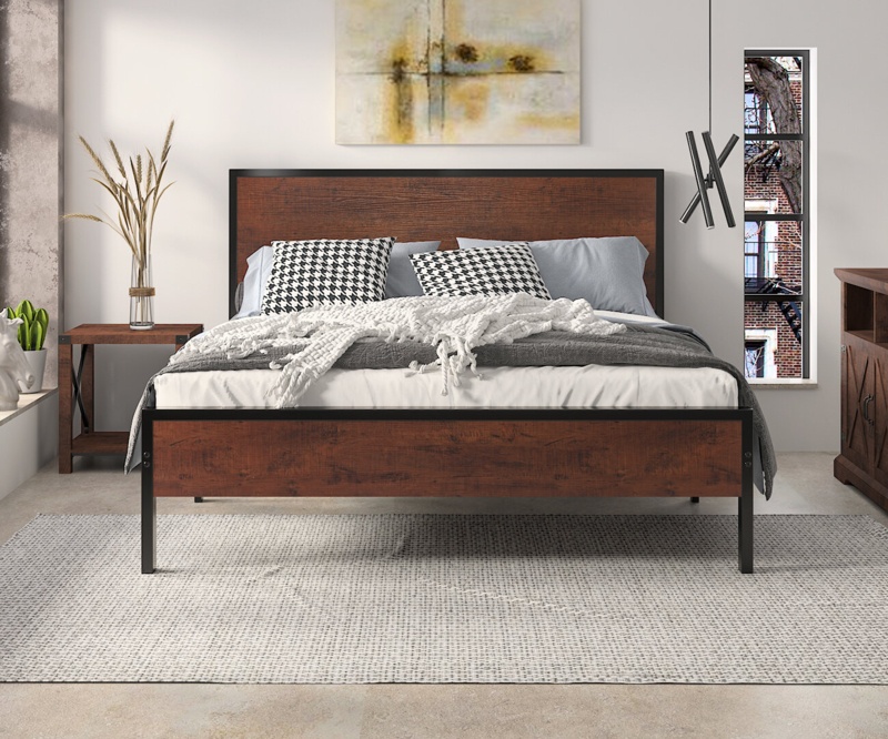Millbrook Solid Wood board with Metal Frame Bed