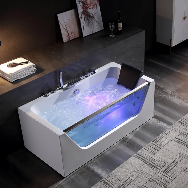 Modern 59.49'' x 29.53'' Alcove / Tile In Whirlpool Acrylic Bathtub with Faucet