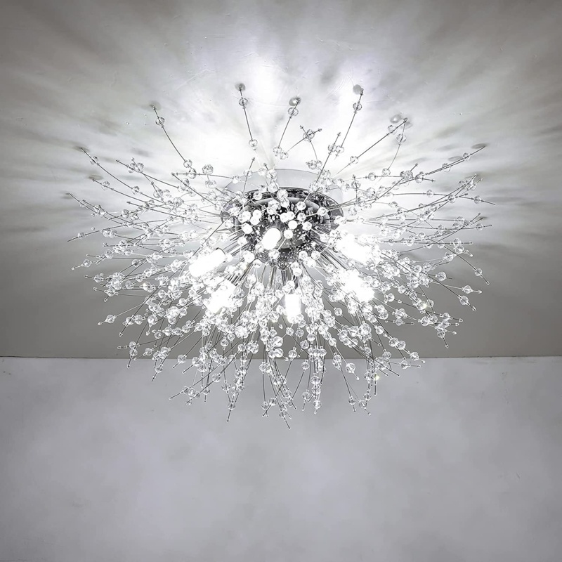 Modern Sputnik Firework Crystal Flush Mount