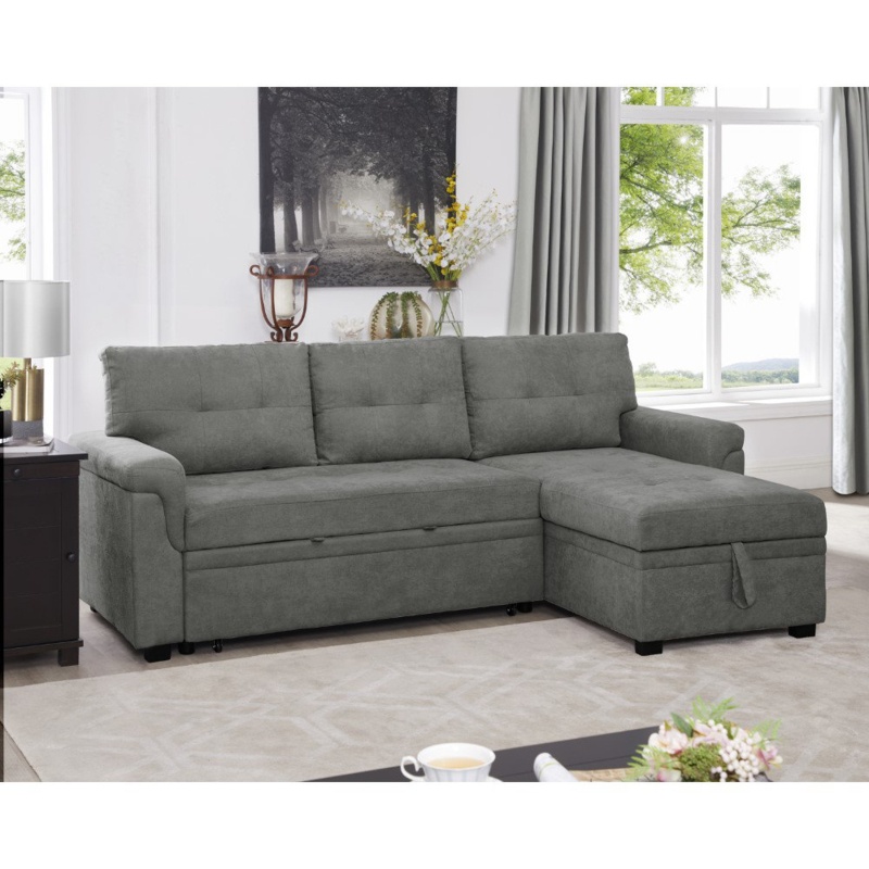 Naara Sectional Sleeper Couch with Storage Pull Out White Couch Bed, Reversible Sleeper Sofa Couch