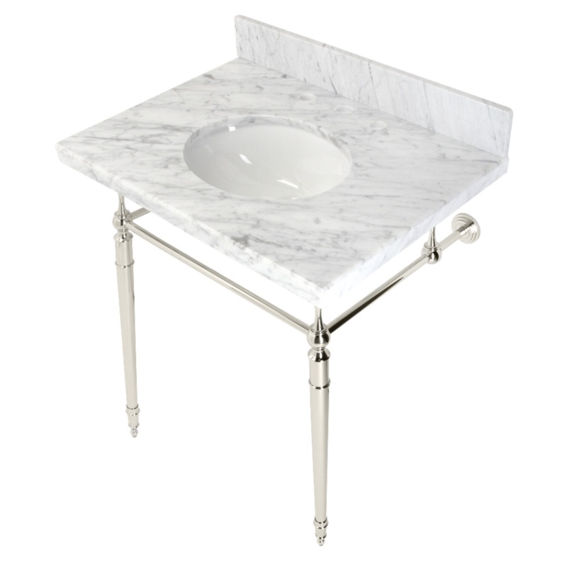 Oval Console Bathroom Sink with Overflow