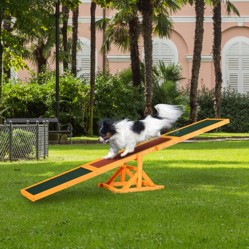 PawHut Wooden Dog Agility Seesaw for Training and Exercise Platform Equipment 71" L x 12" W x 12" H
