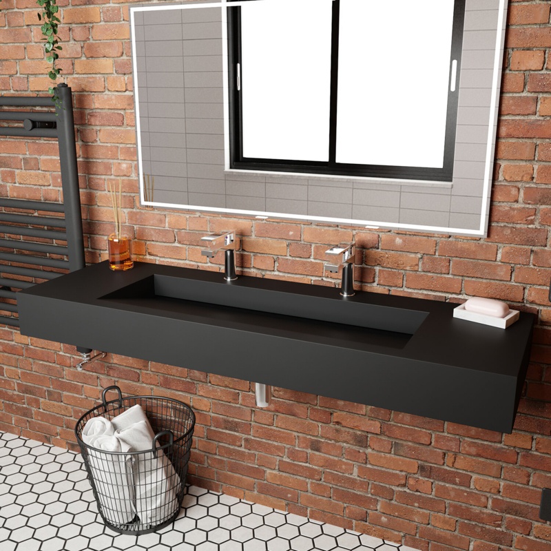 Pyramid 60" Rectangular Wall Mount Bathroom Sink
