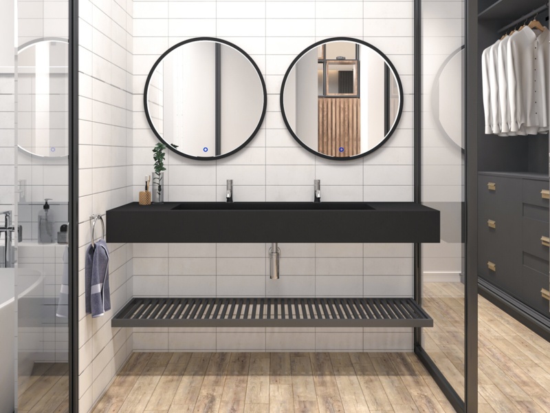 Pyramid 60'' Solid Surface Rectangular Vessel Bathroom Sink