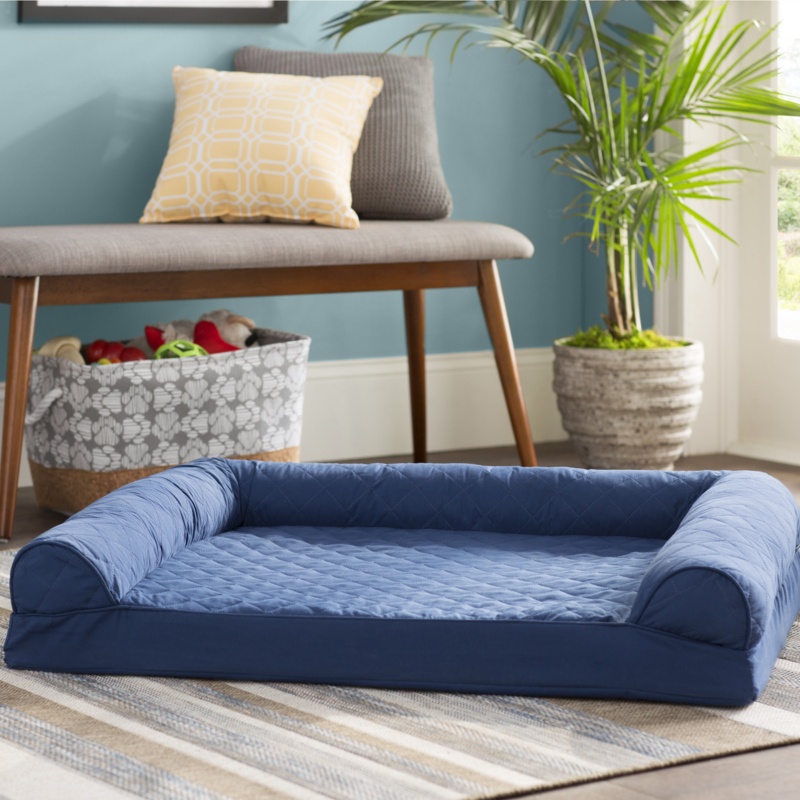 Quilted Orthopedic Bolster Sofa Pet Bed