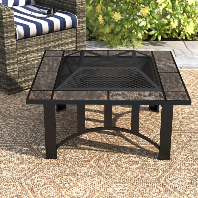 Rennert Steel Wood Burning Fire Pit Table