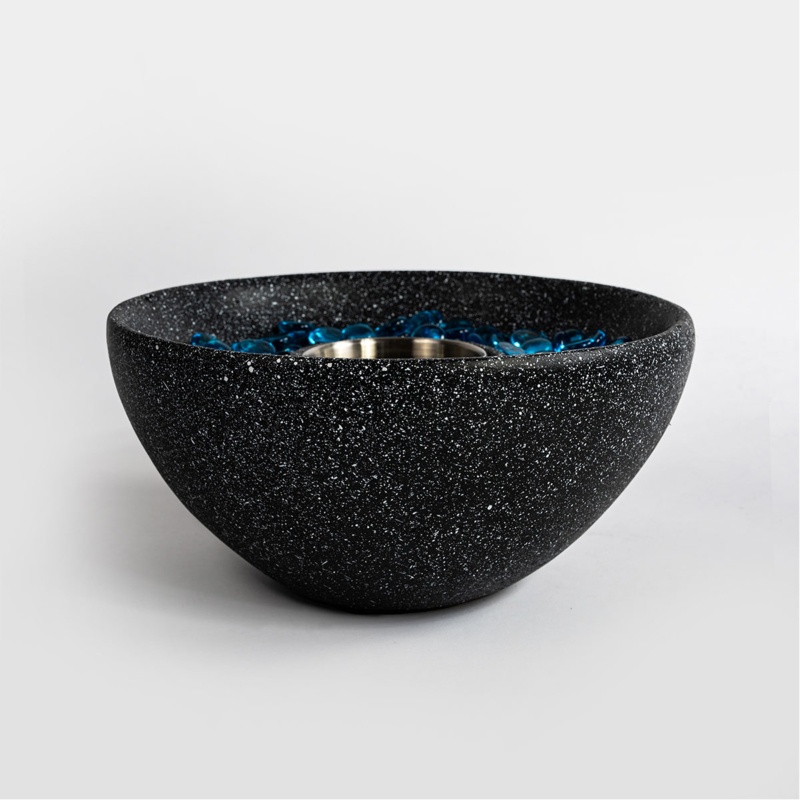Round Concrete Tabletop Fireplace Bio Ethanol or Gel Fuel Fire Pit Bowl - Indoor and Outdoor Use