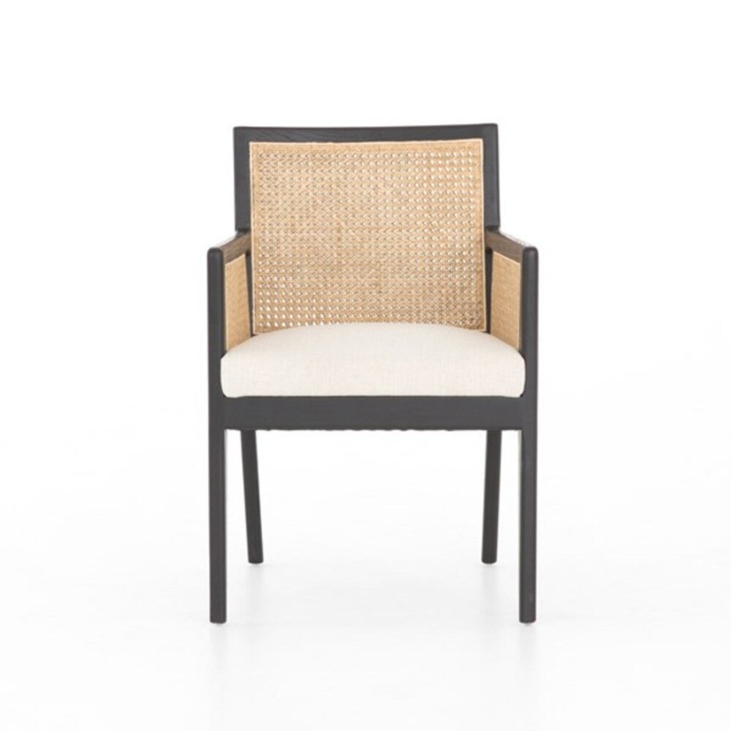 Sergi Linen Blend Solid Back Arm Chair