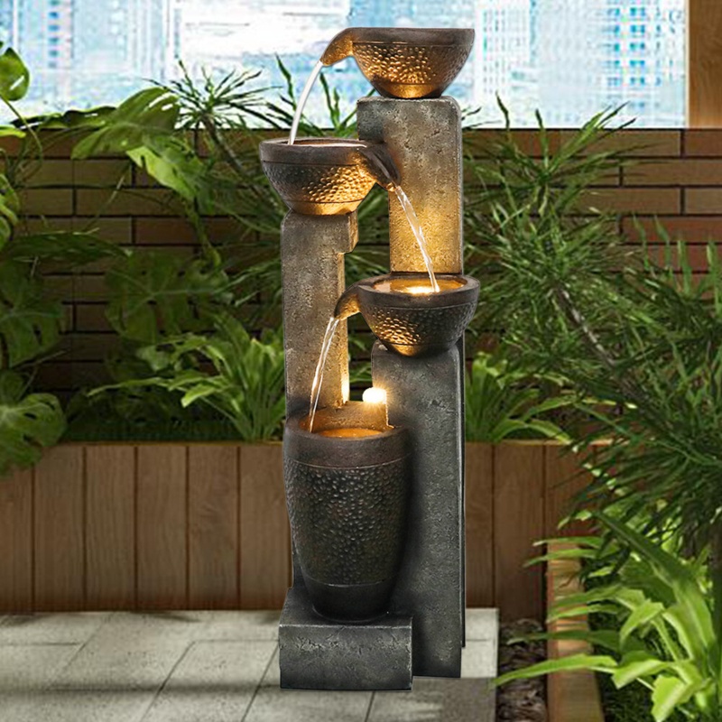 Serovpe Weather Resistant Floor Fountain with Light | Foter