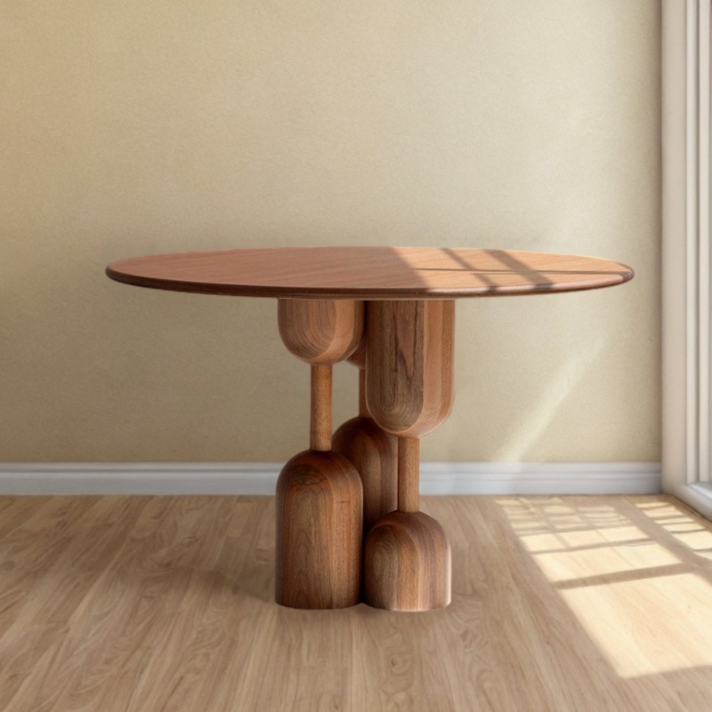 Simple Light Luxury All White Oak Wood Solid Wood Round Solid Wood Dining Table