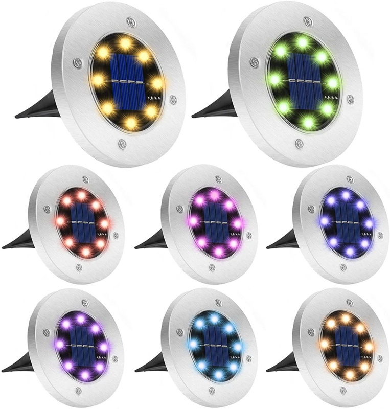 Solar Ground Lights LED Garden Disk Lights Waterproof In-Ground Colorful
