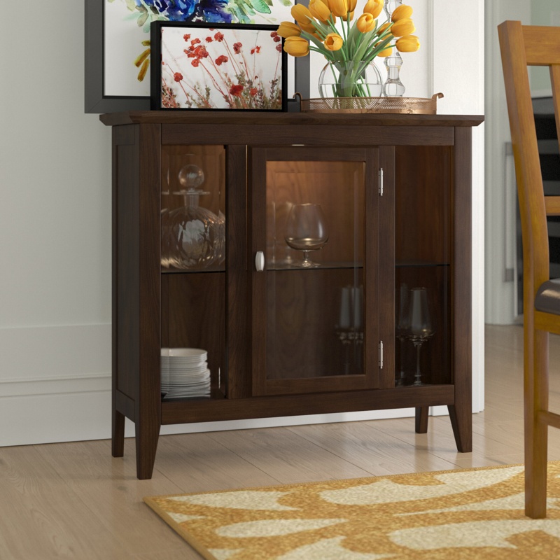 Solid Wood Entryway Curio Cabinet with Interior Light
