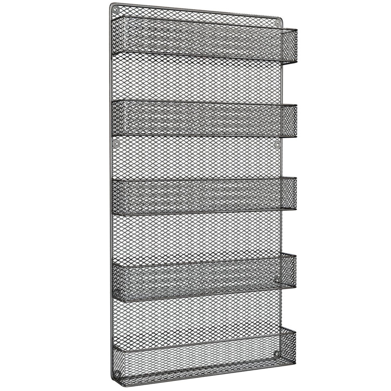 Spice Rack Organizer - Space-Saving Wall-Mount 5-Tier Metal Shelves for Pantry or Cabinets