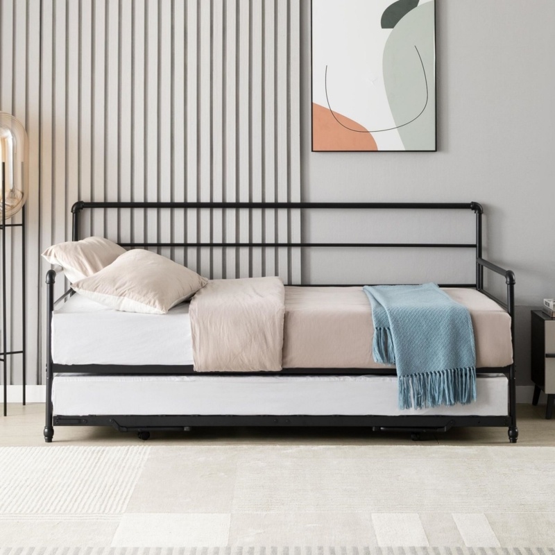 Steel Metal Daybed With Pop Up Trundle