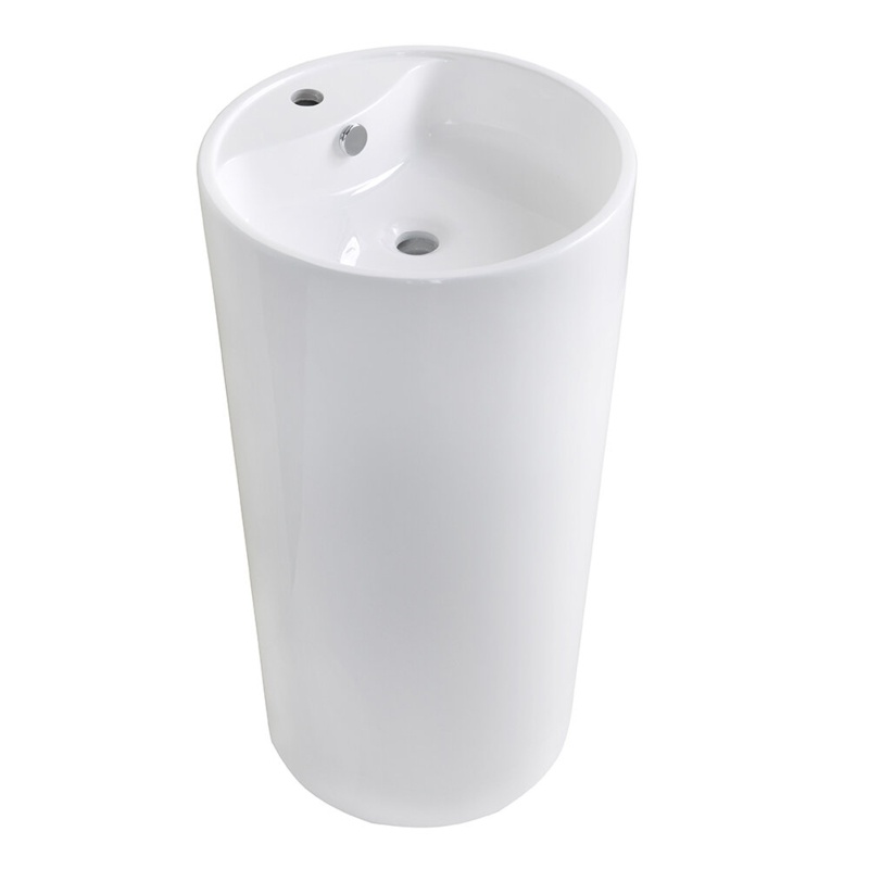 Streamline Resin Circular Pedestal Bathroom Sink with Overflow