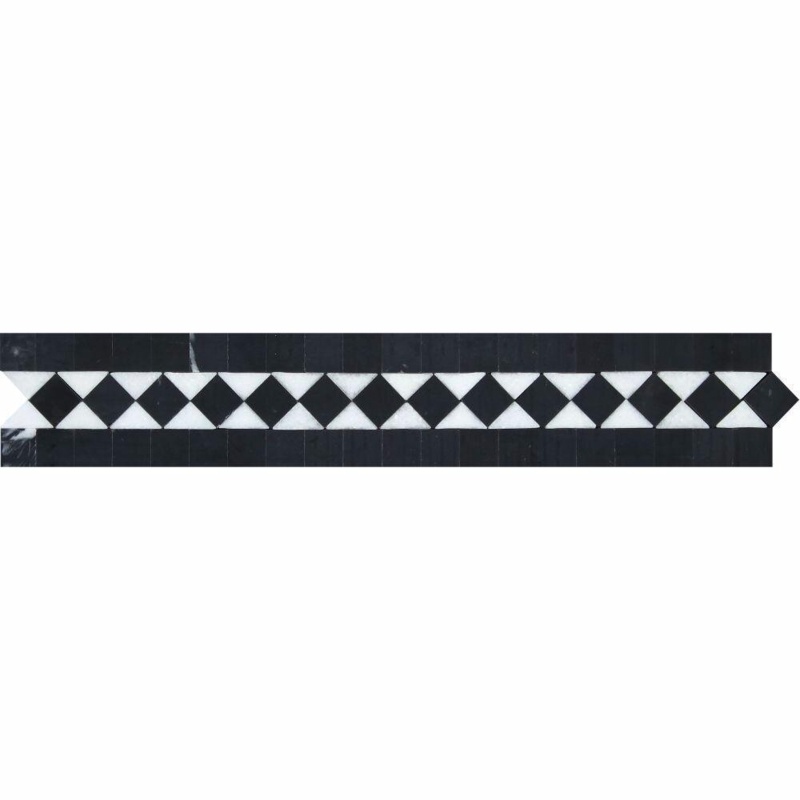 Thassos White 2" x 12" Bias Border Marble Look Wall Border