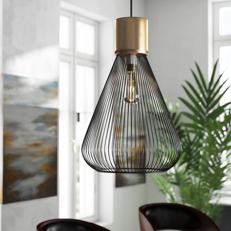 Tookes 1 - Light Antique Brass/Black Single Pendant