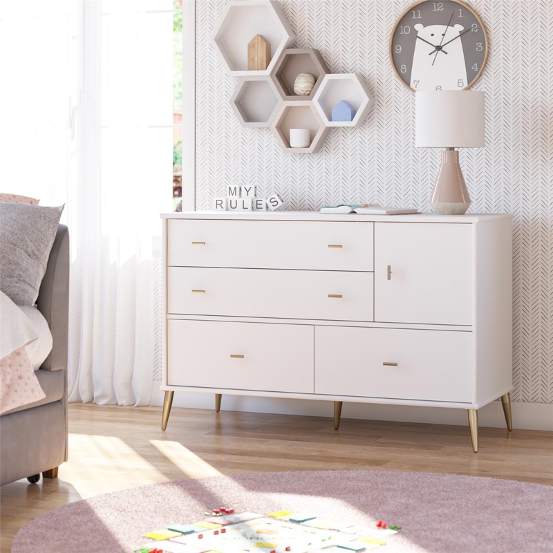 Valentina Asymmetrical 4 Drawer / 1 Door Dresser