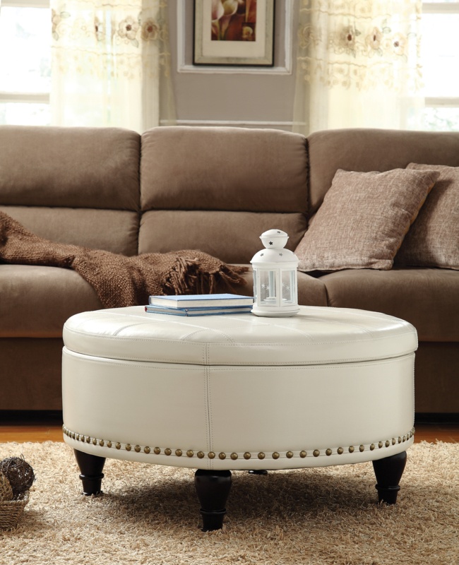 Vegan Leather Storage Ottoman