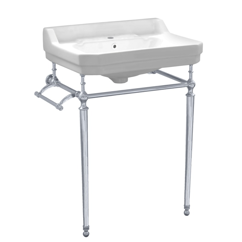 Victoriahaus 23.5" x 20" Rectangular Console Sink with Faucet Drill, Towel Bar, Backsplash, and Overflow