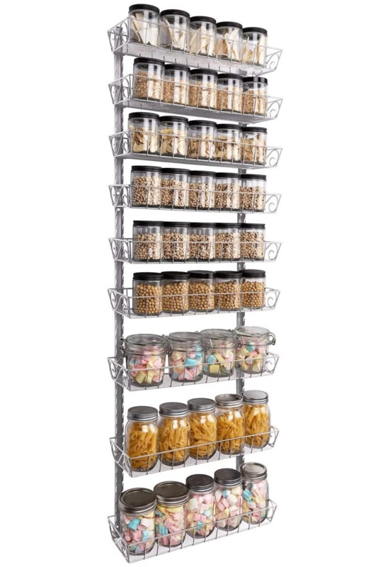 Wall Spice Rack with Adjustable Racks