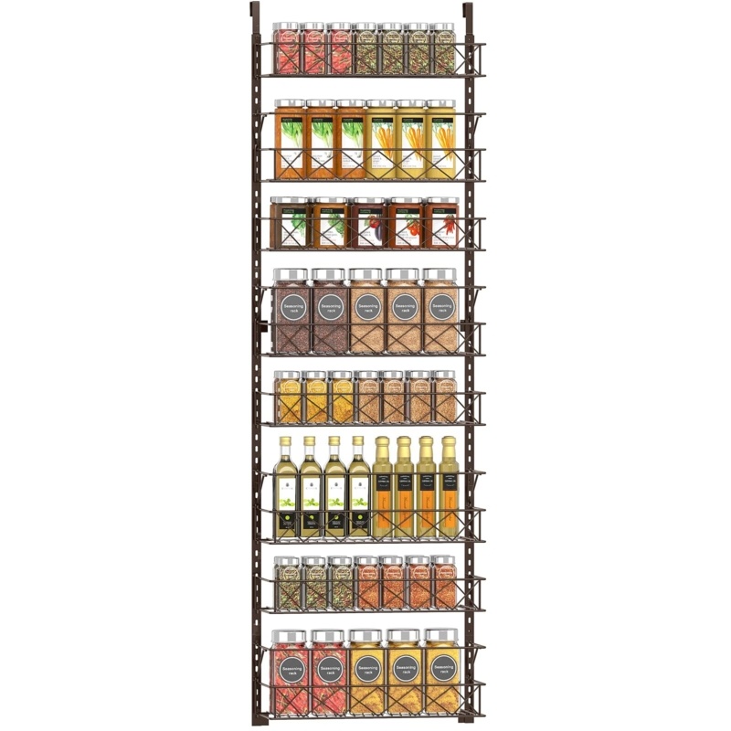 Wall Spice Rack with Adjustable Racks