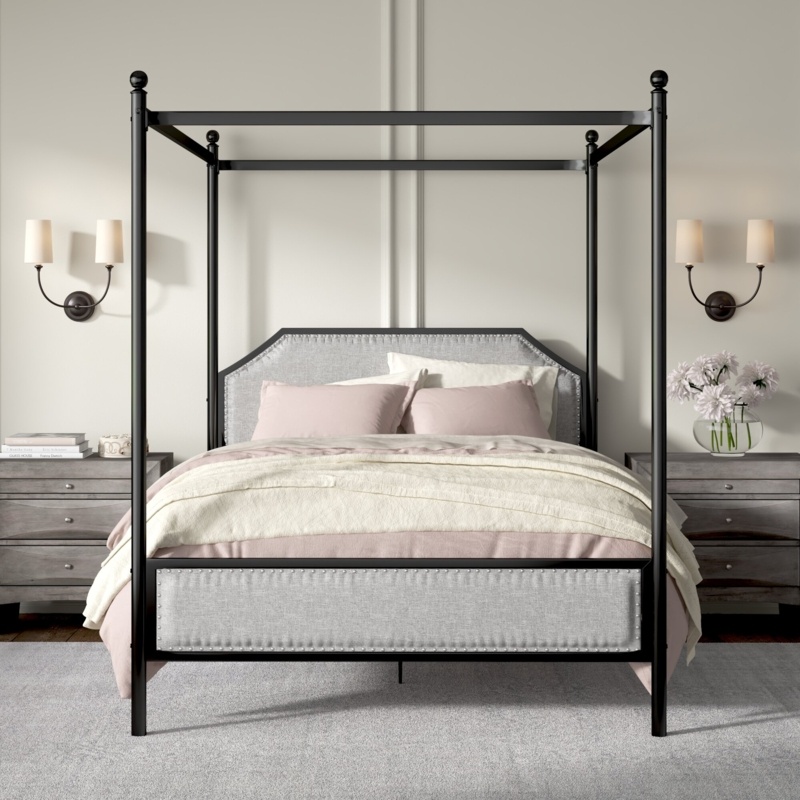 Wapakoneta Upholstered Metal Canopy Bed