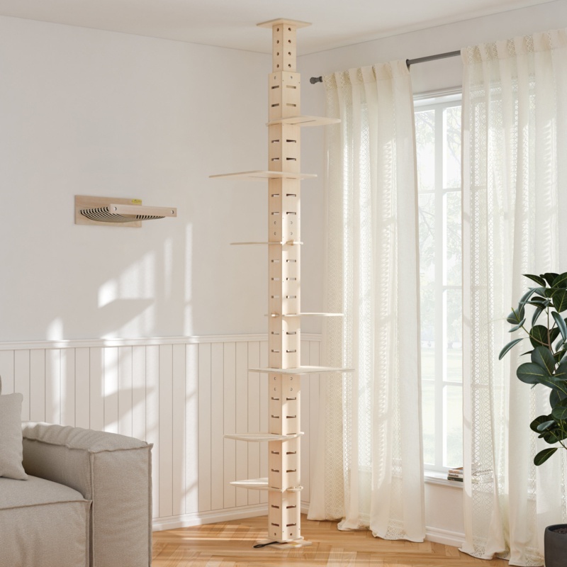 Whinnie 114" Floor-to-Ceiling Cat Tree, Adjustable