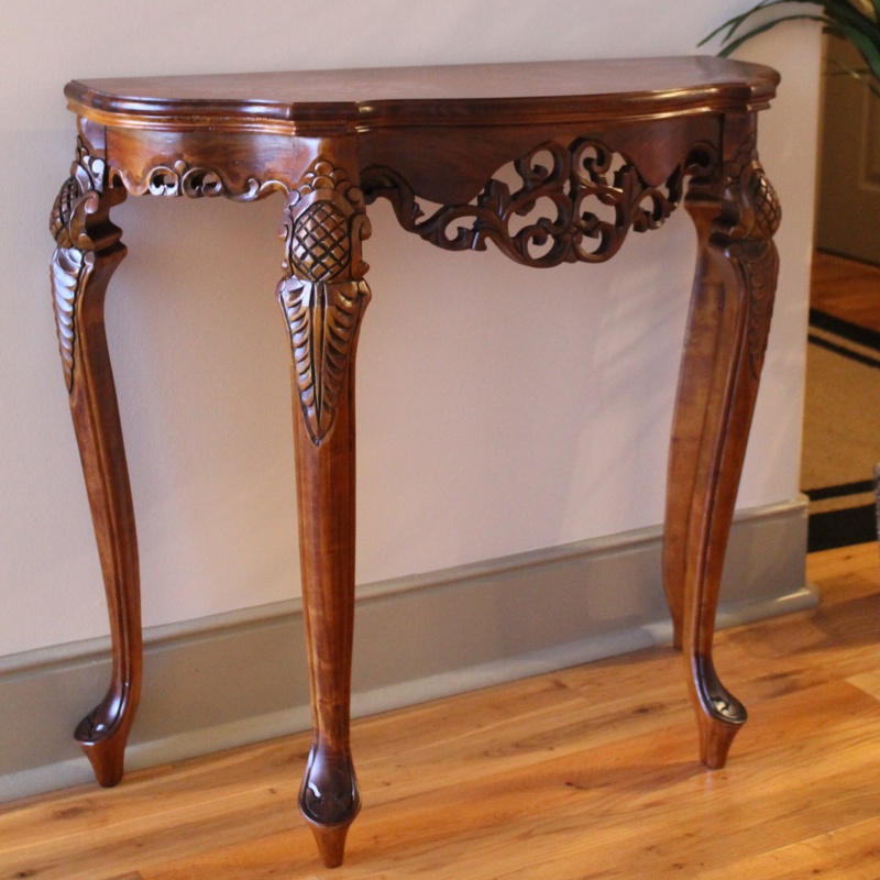 Windsor Hand Carved Wood Indoor Console Table