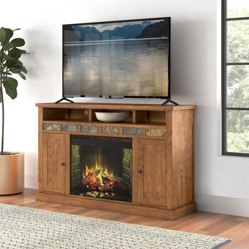 Winningham Oak creek 62" No Assembly Required Fireplace TV Stand, Fits TVs up to 75"