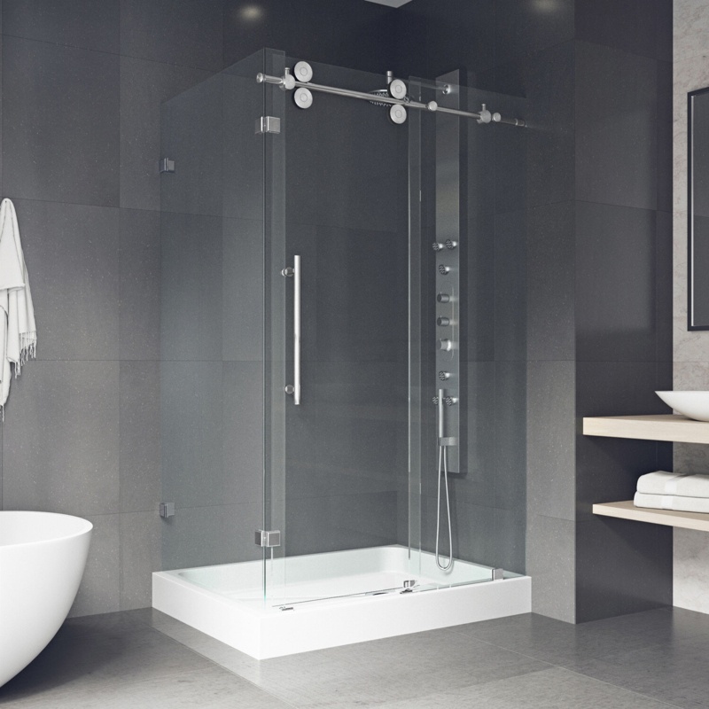Winslow 48.125'' W x 36.125'' D x 79.875'' H Frameless Rectangle Shower Enclosure with Fixed Panel and Base Included