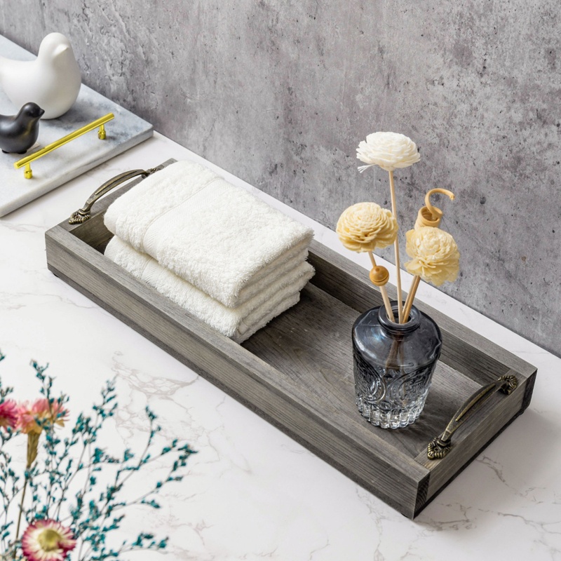 Wood Bathroom Accessory Tray