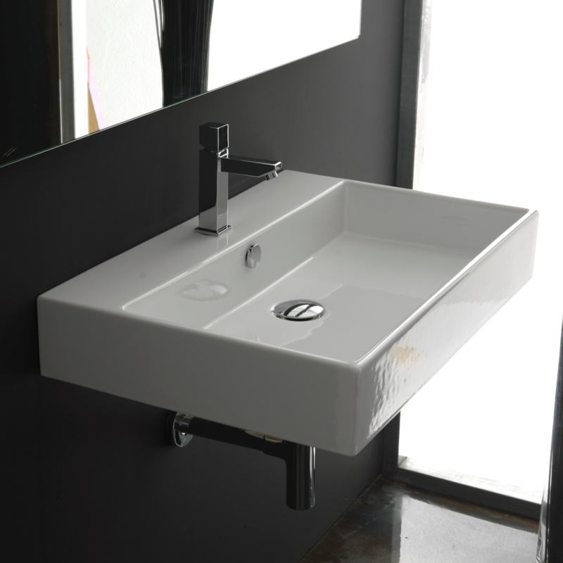WS Bath Collections Unlimited 17.7'' Ceramic Rectangular Dual Mount Bathroom Sink with Overflow