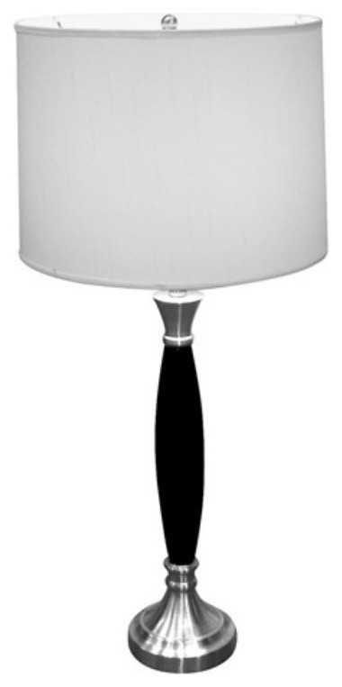 30"H Wooden Table Lamp, Chrome