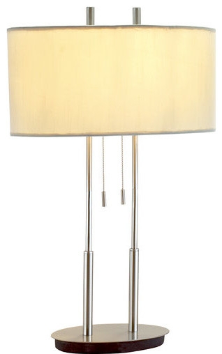 Duet Table Lamp, Satin Steel