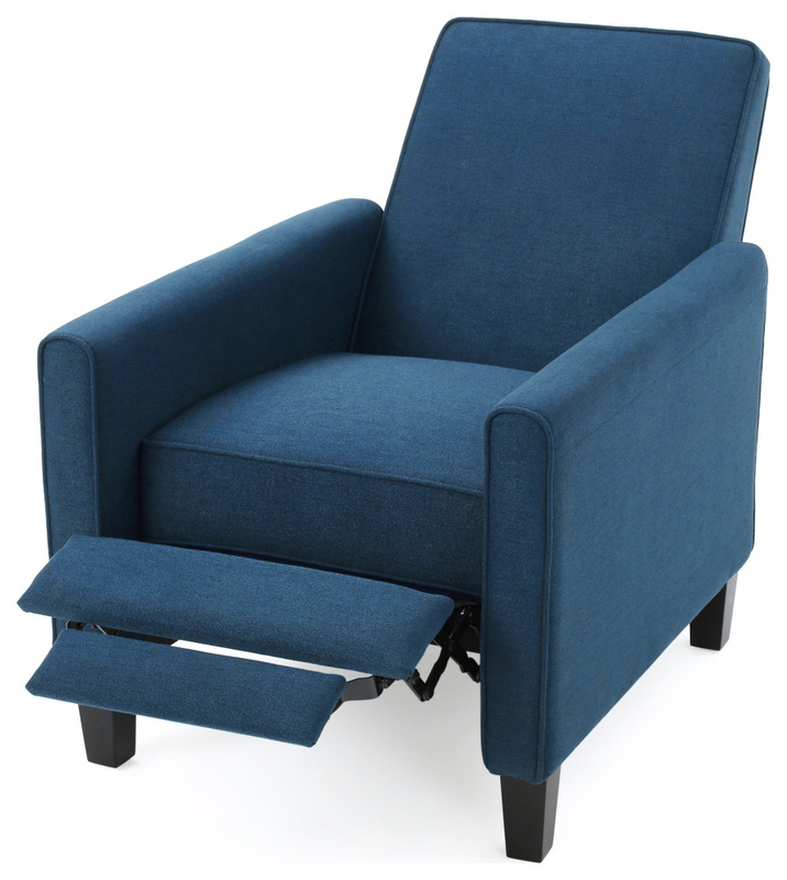 GDF Studio Hinus Indoor Upholstery Club Chair Recliner, Dark Blue