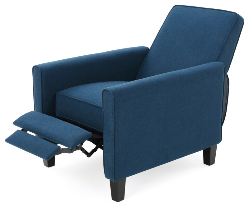 GDF Studio Hinus Indoor Upholstery Club Chair Recliner, Dark Blue