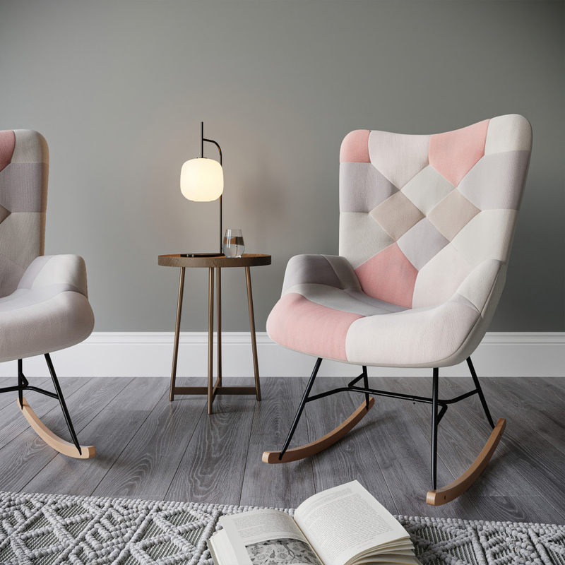 Paramount Colorful Unique Patchwork Multicolored Rocking Chair - Patchwork B