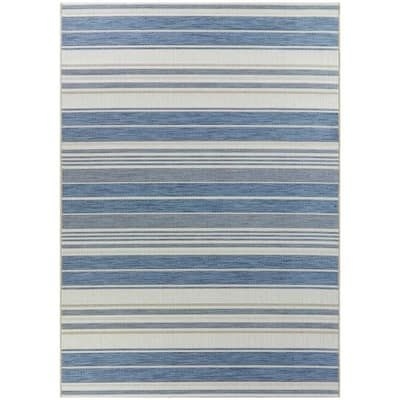 BALTA Alexie Blue 8 ft. x 10 ft. Stripe Indoor/Outdoor Area Rug